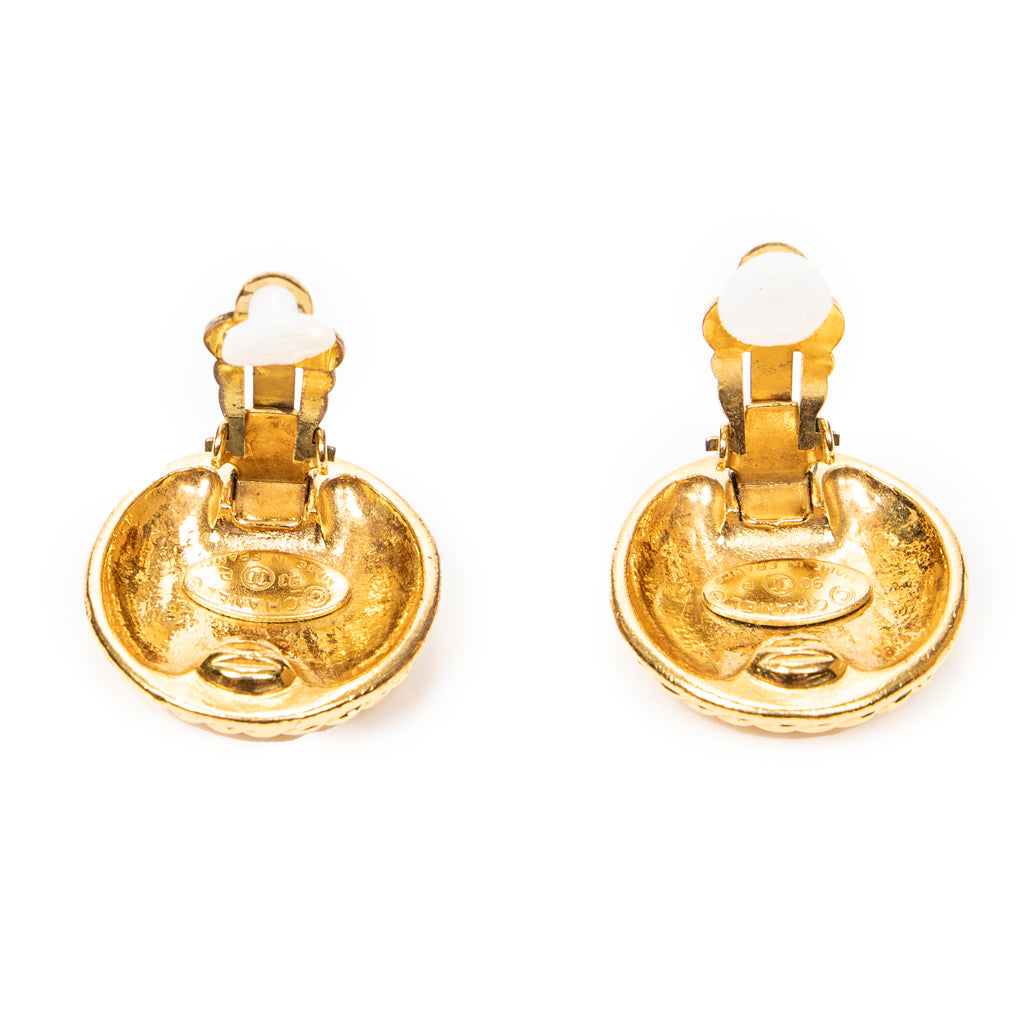 Earrings CC Round Clip On Earrings Gold Gold Plated