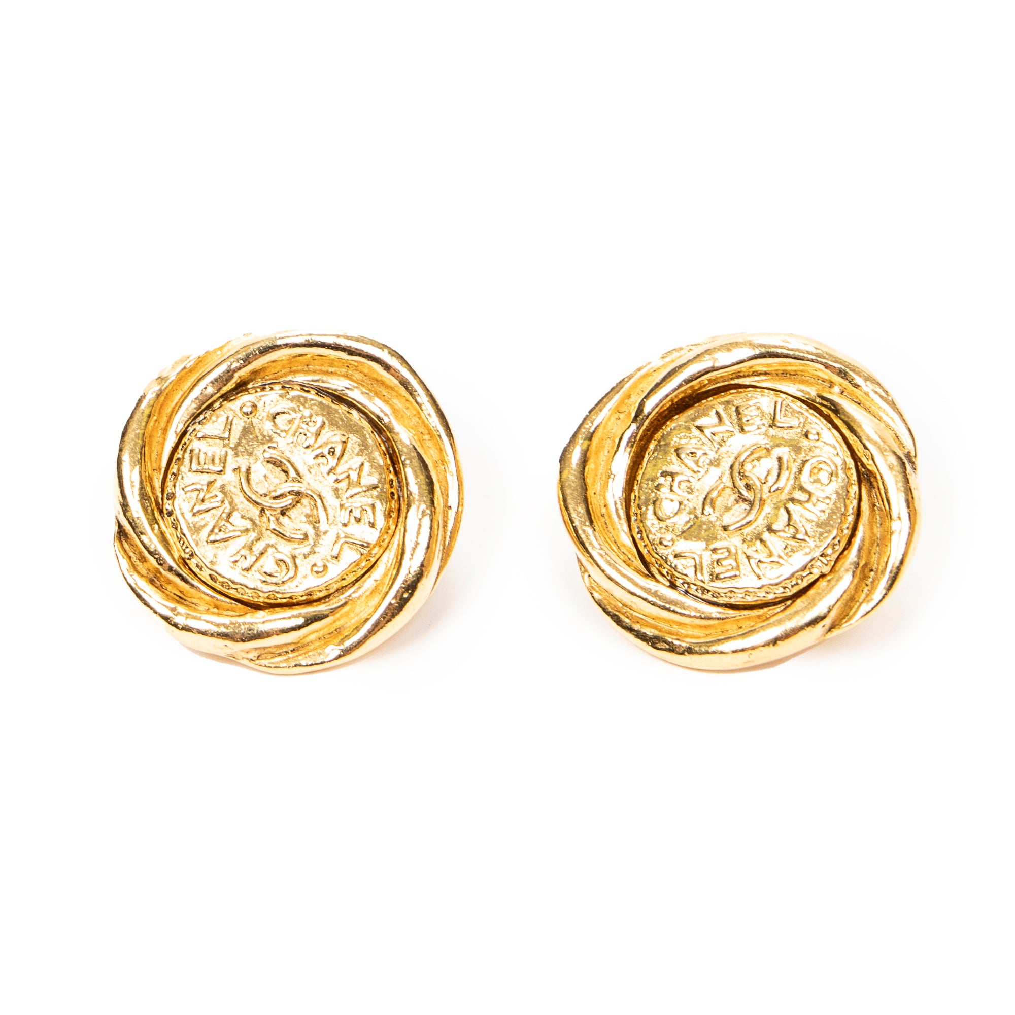 Earrings CC Round Clip On Earrings Gold Gold Plated