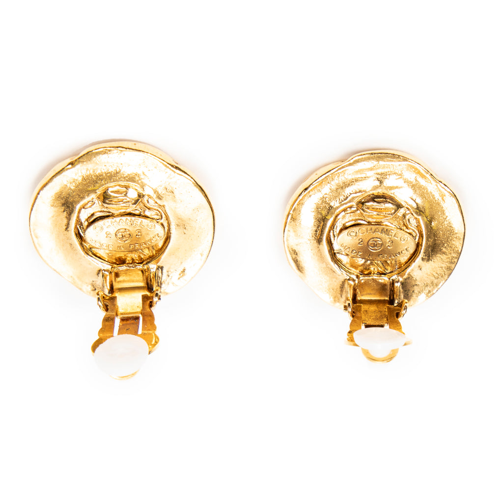 Earrings CC Round Clip On Earrings Gold Gold Plated