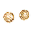 Earrings Small CC Medallion Clip On Earrings Gold Gold Plated