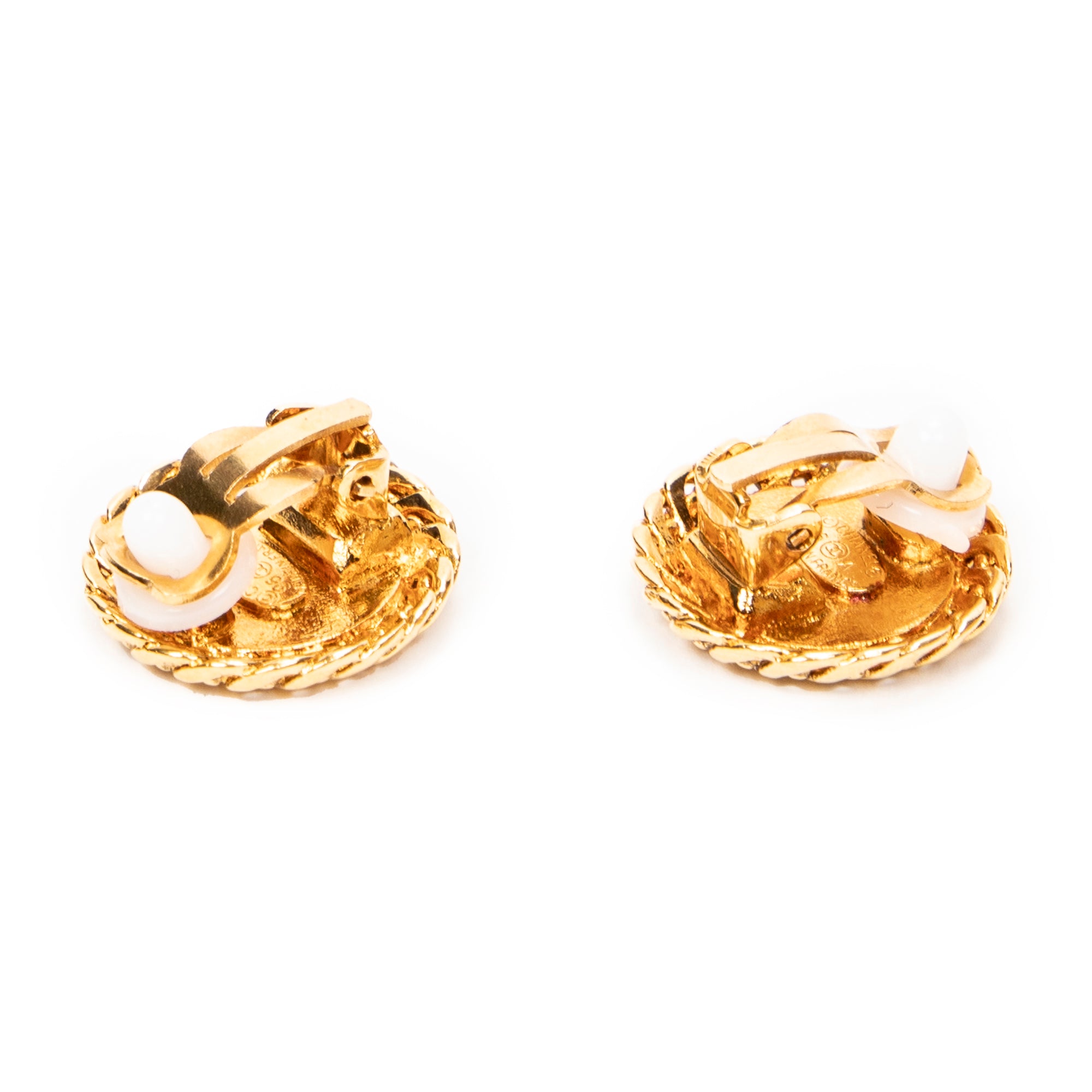 Earrings Small CC Medallion Clip On Earrings Gold Gold Plated