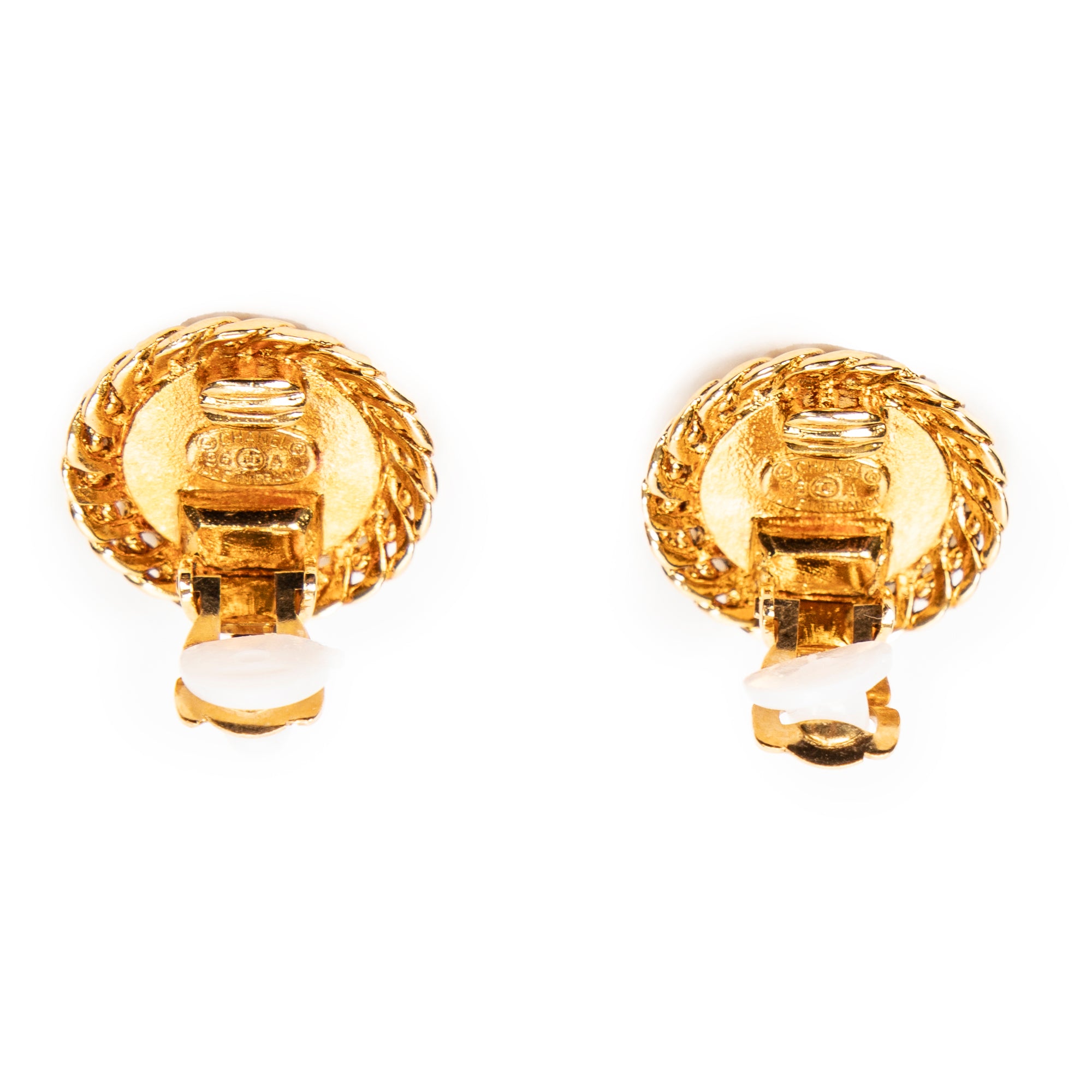 Earrings Small CC Medallion Clip On Earrings Gold Gold Plated