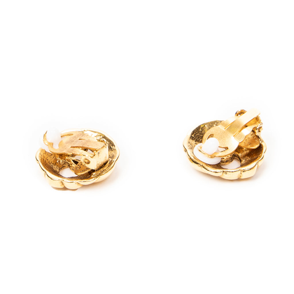 Earrings CC Round Clip On Earrings Gold Gold Plated