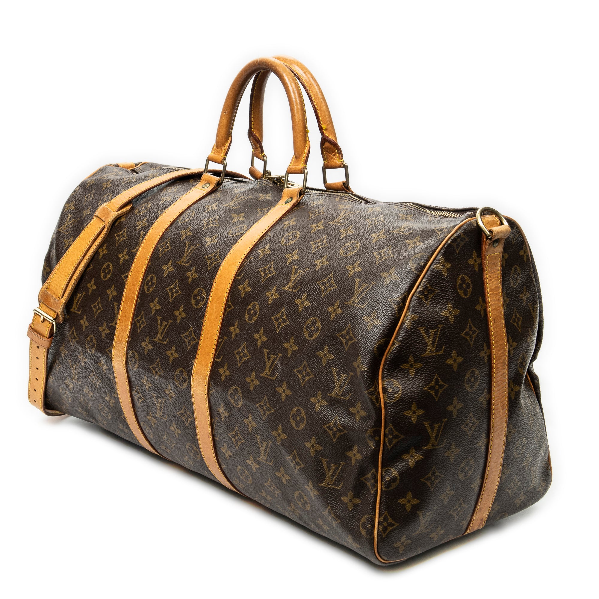 Travel Bag Keepall Bandouliere 55 Brown Monogram Canvas