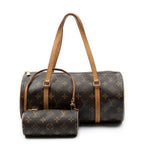 Handbag Papillon 30 Brown Monogram Canvas