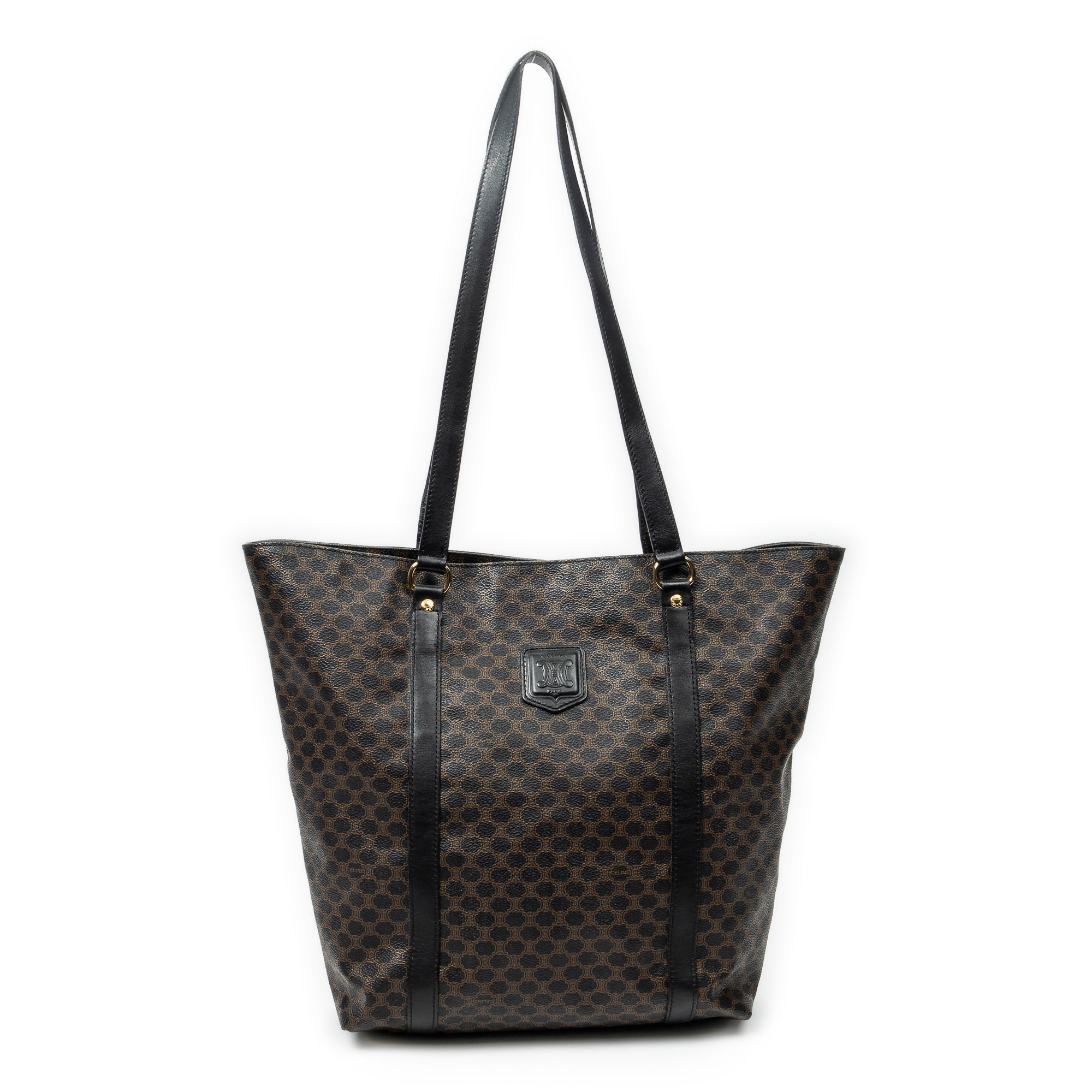 Shoulder Bag Vintage Shopping Tote Black Macadam Coated Canvas