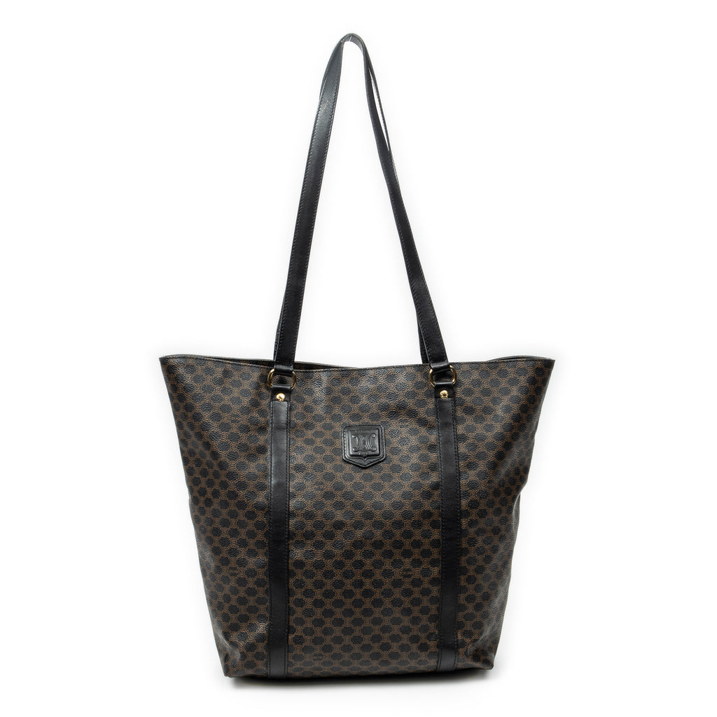 Shoulder Bag Vintage Shopping Tote Black Macadam Coated Canvas