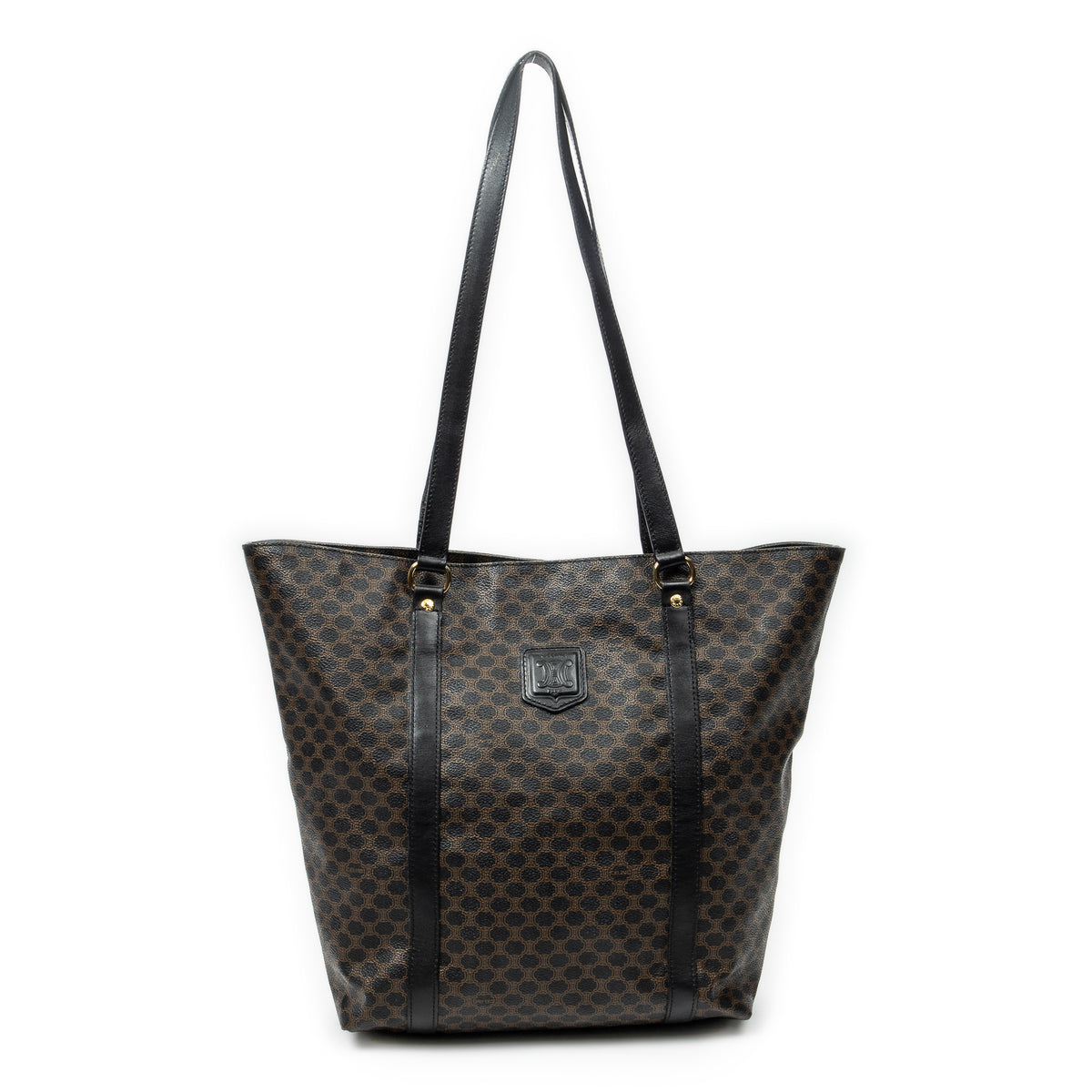 Shoulder Bag Vintage Shopping Tote Black Macadam Coated Canvas