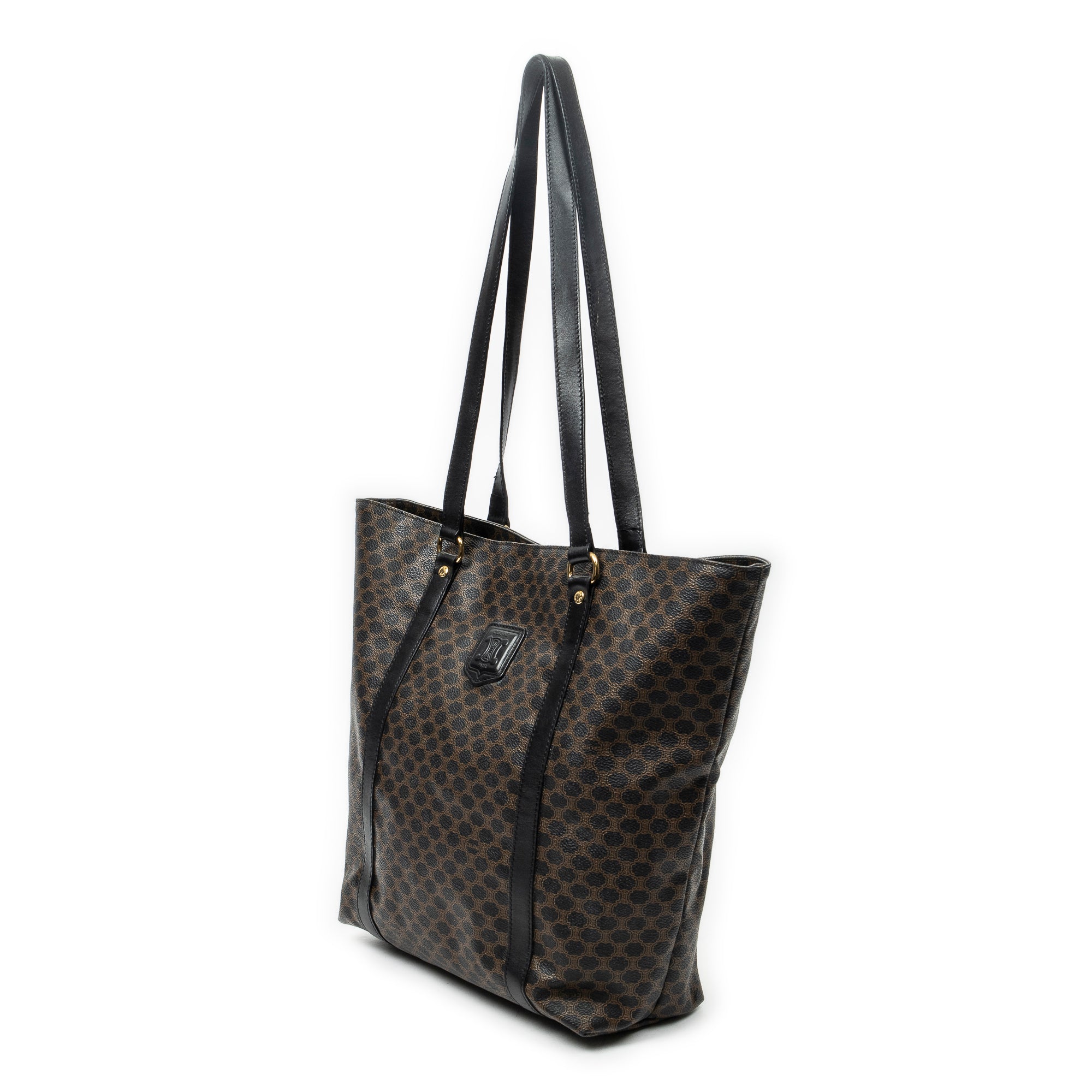 Shoulder Bag Vintage Shopping Tote Black Macadam Coated Canvas