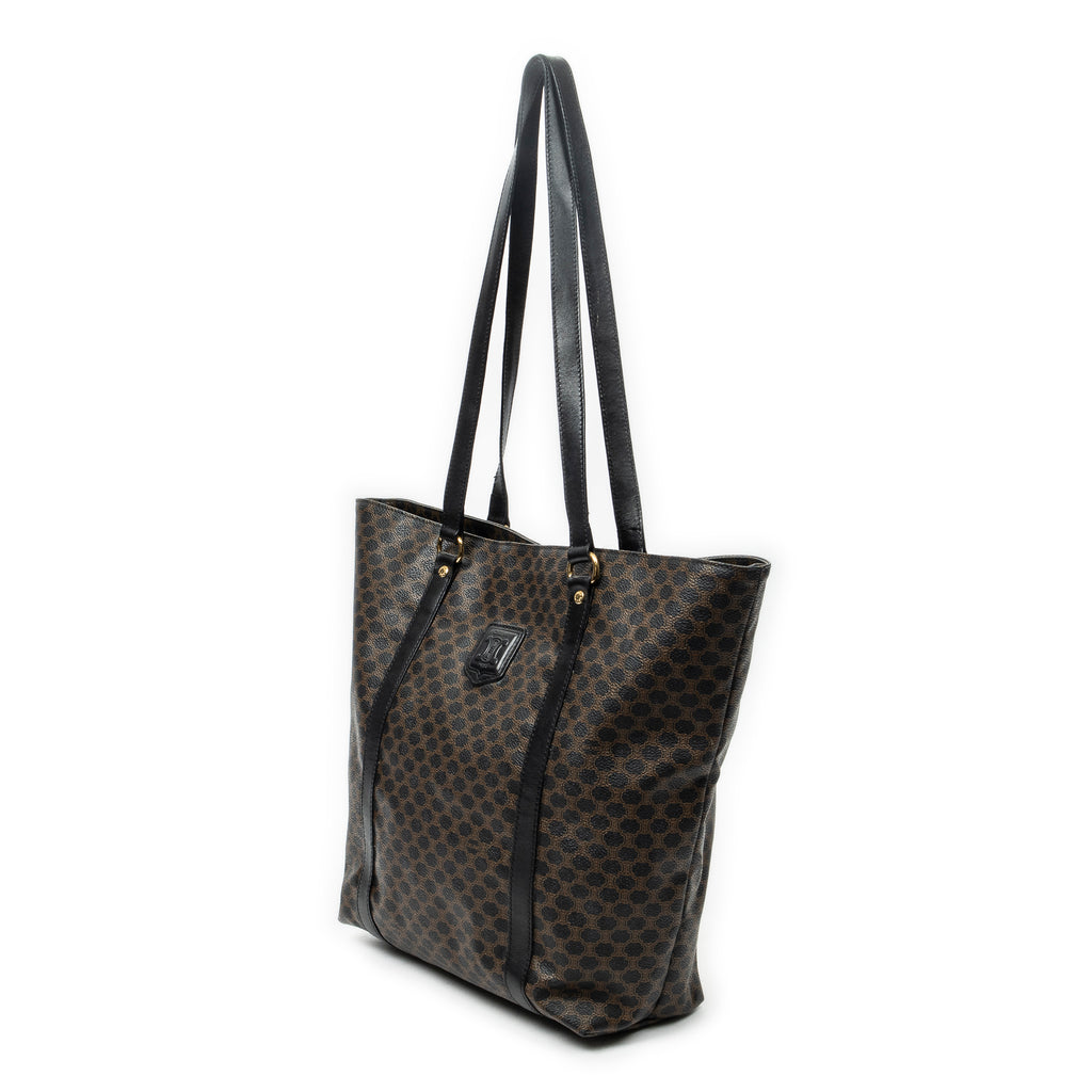 Shoulder Bag Vintage Shopping Tote Black Macadam Coated Canvas
