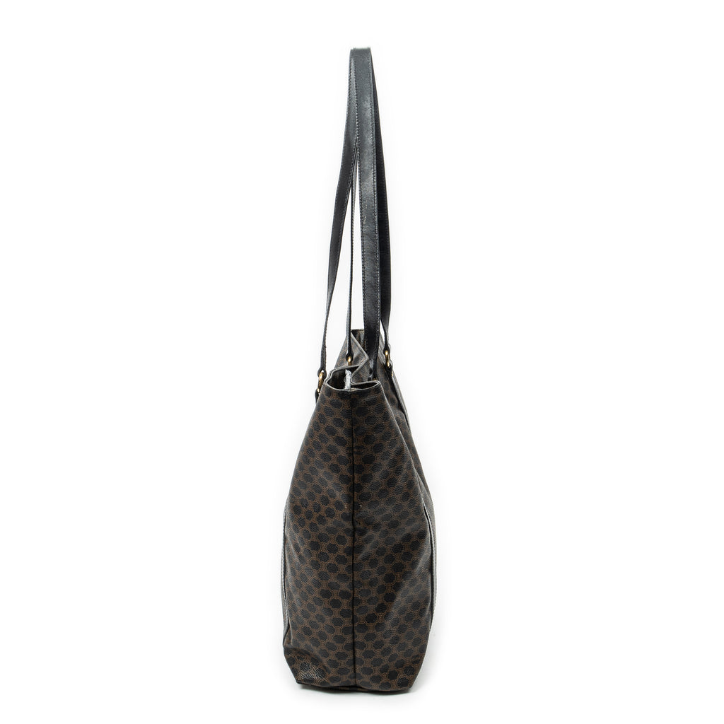 Shoulder Bag Vintage Shopping Tote Black Macadam Coated Canvas