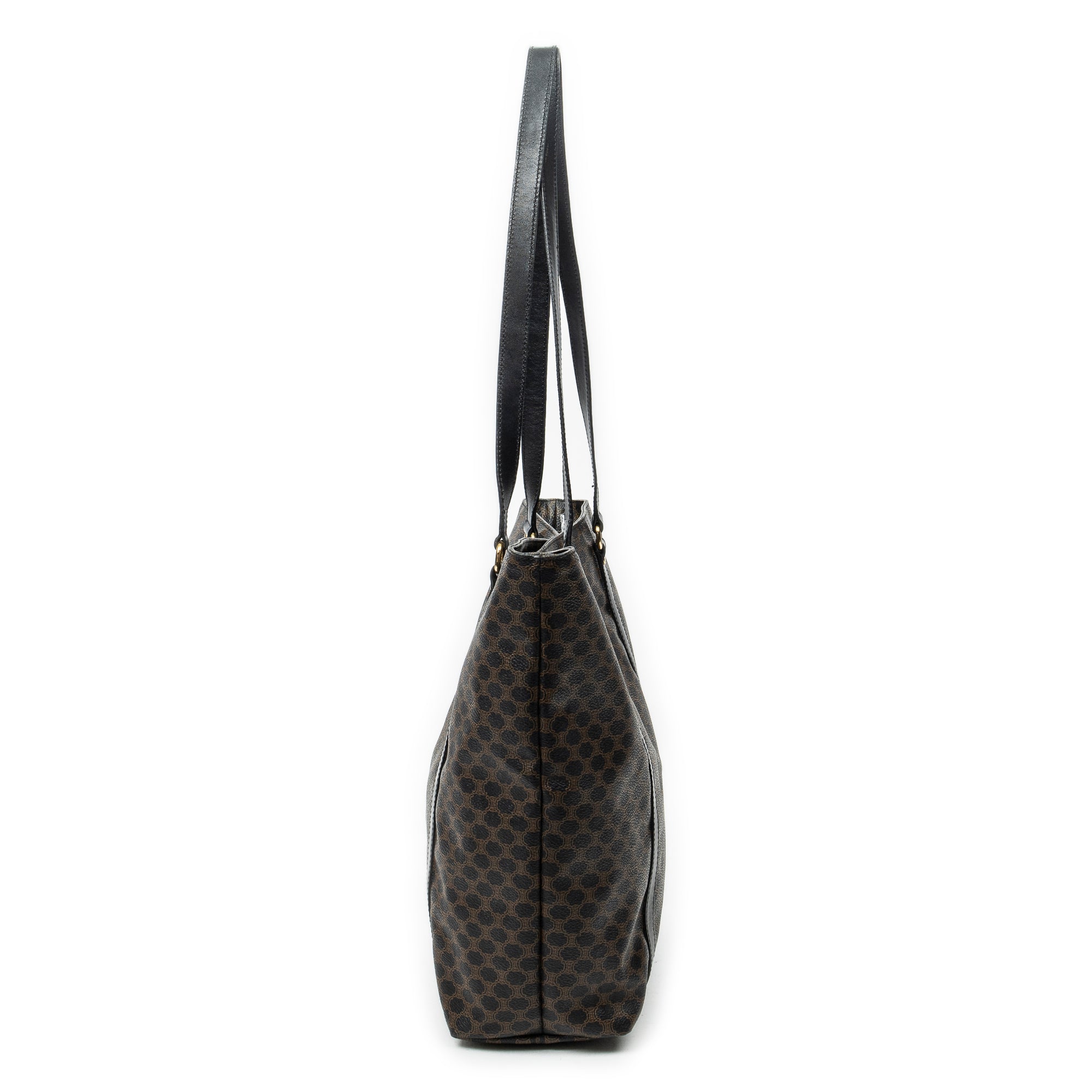 Shoulder Bag Vintage Shopping Tote Black Macadam Coated Canvas