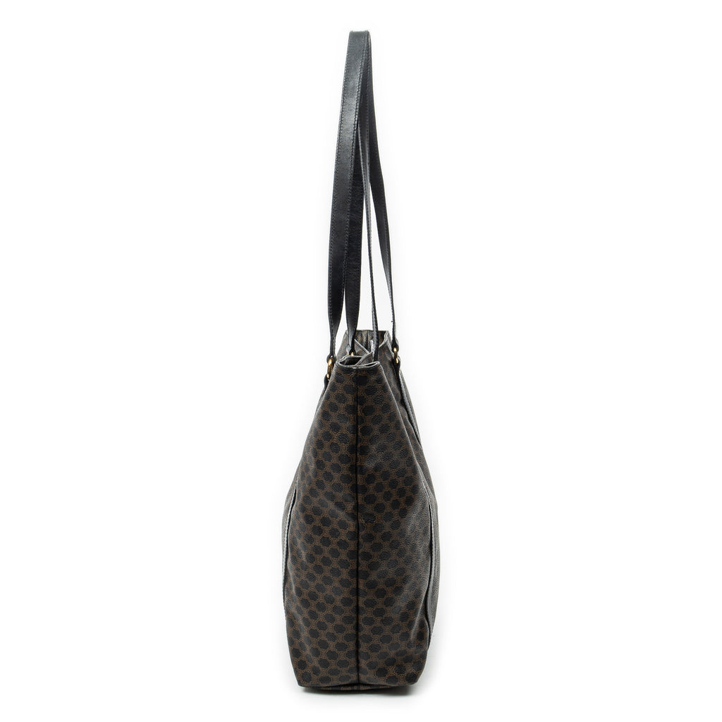 Shoulder Bag Vintage Shopping Tote Black Macadam Coated Canvas