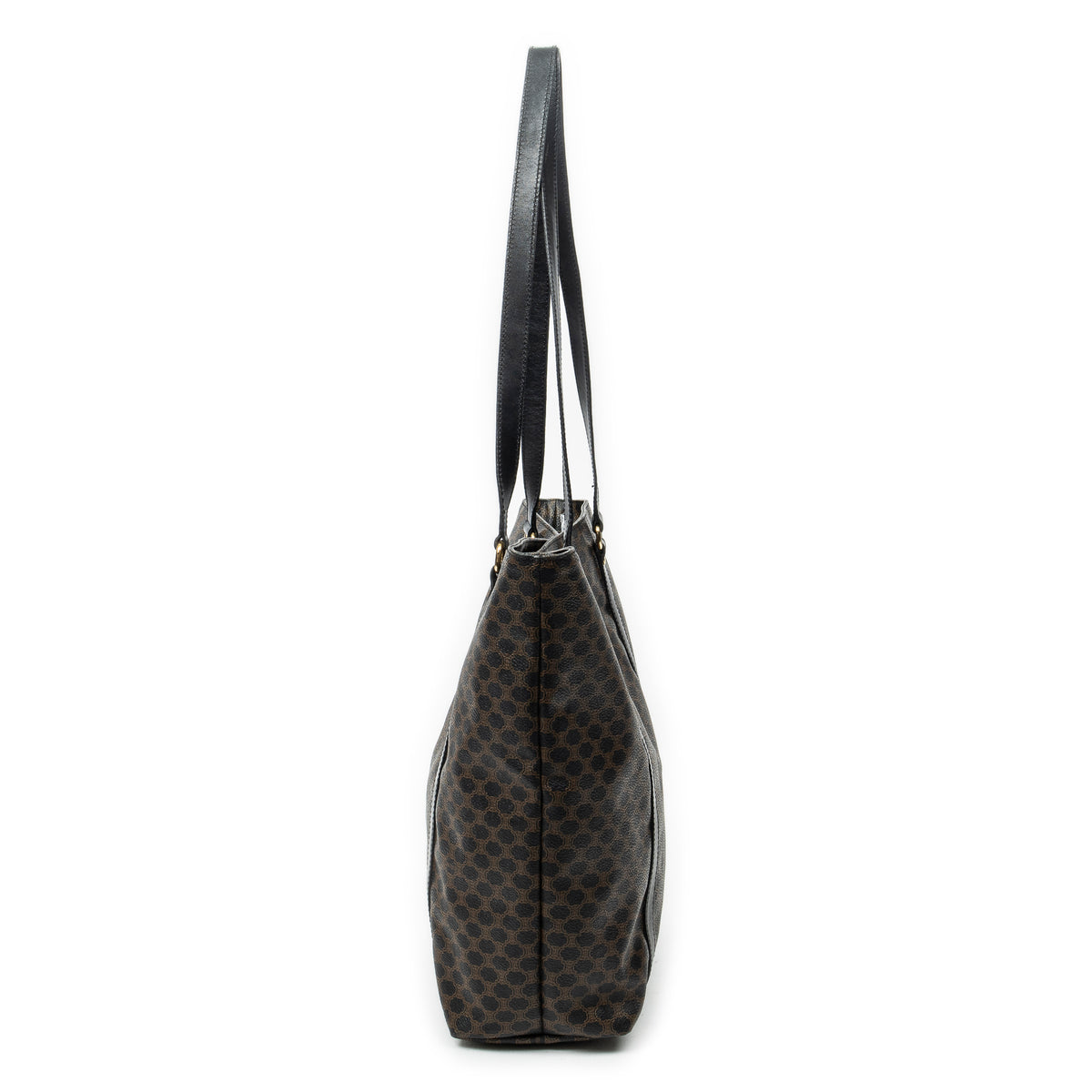 Shoulder Bag Vintage Shopping Tote Black Macadam Coated Canvas