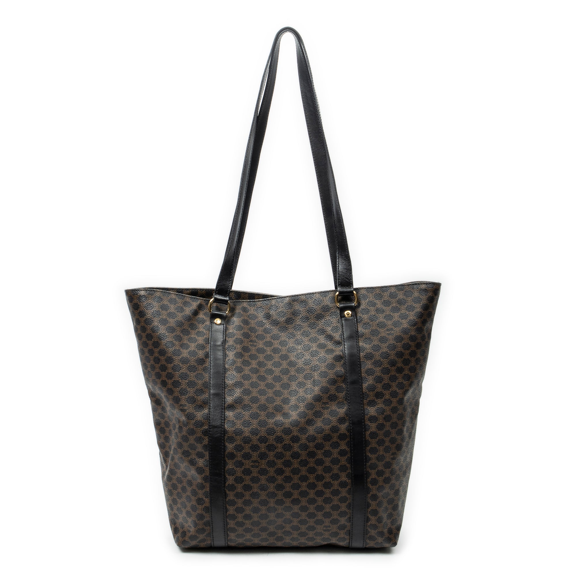 Shoulder Bag Vintage Shopping Tote Black Macadam Coated Canvas