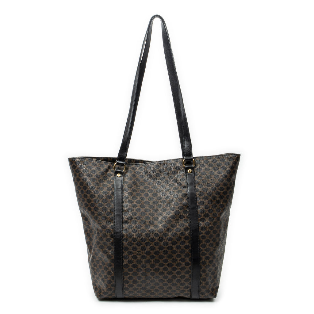 Shoulder Bag Vintage Shopping Tote Black Macadam Coated Canvas
