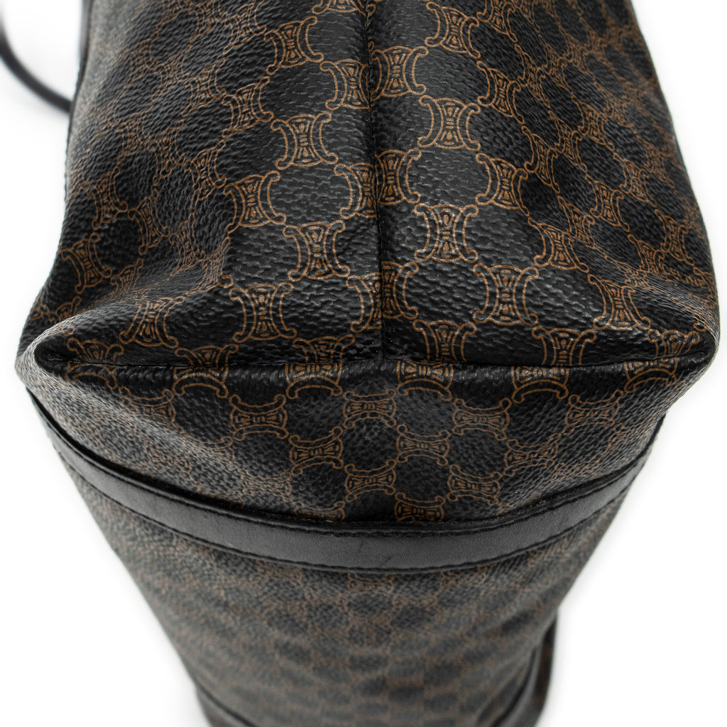 Shoulder Bag Vintage Shopping Tote Black Macadam Coated Canvas