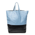 Shoulder Bag Bicolor Vertical Hippo Tote Light Blue Calfskin Leather