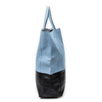 Shoulder Bag Bicolor Vertical Hippo Tote Light Blue Calfskin Leather