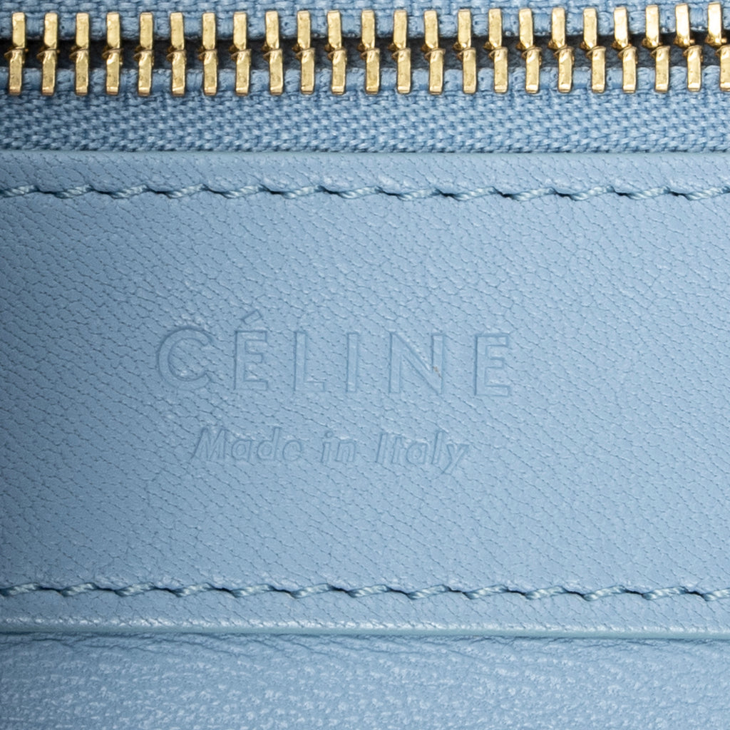 Shoulder Bag Bicolor Vertical Hippo Tote Light Blue Calfskin Leather