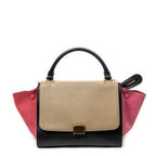 Shoulder Bag Small Tricolor Trapeze Black Calfskin Leather