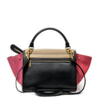 Shoulder Bag Small Tricolor Trapeze Black Calfskin Leather