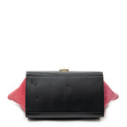 Shoulder Bag Small Tricolor Trapeze Black Calfskin Leather