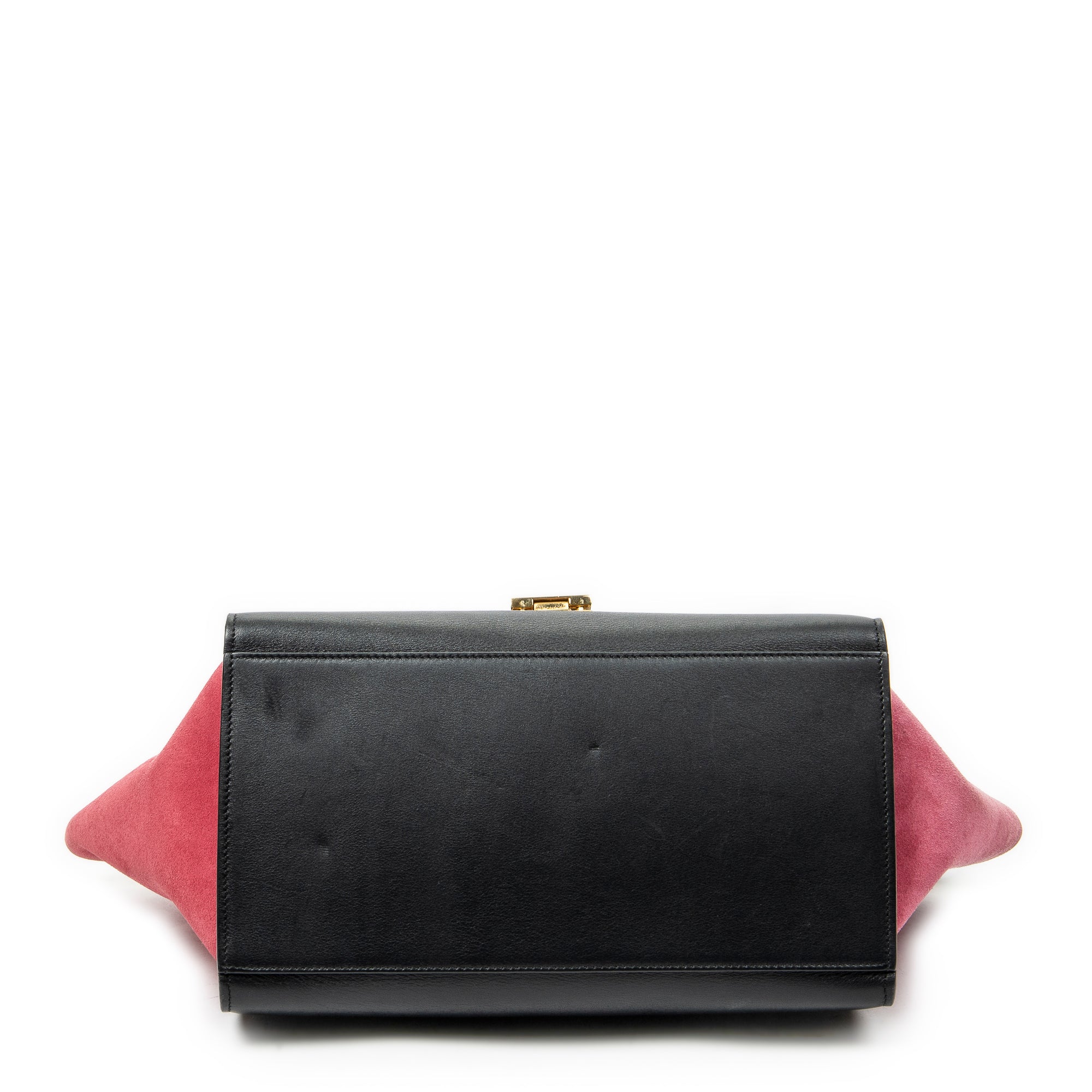 Shoulder Bag Small Tricolor Trapeze Black Calfskin Leather