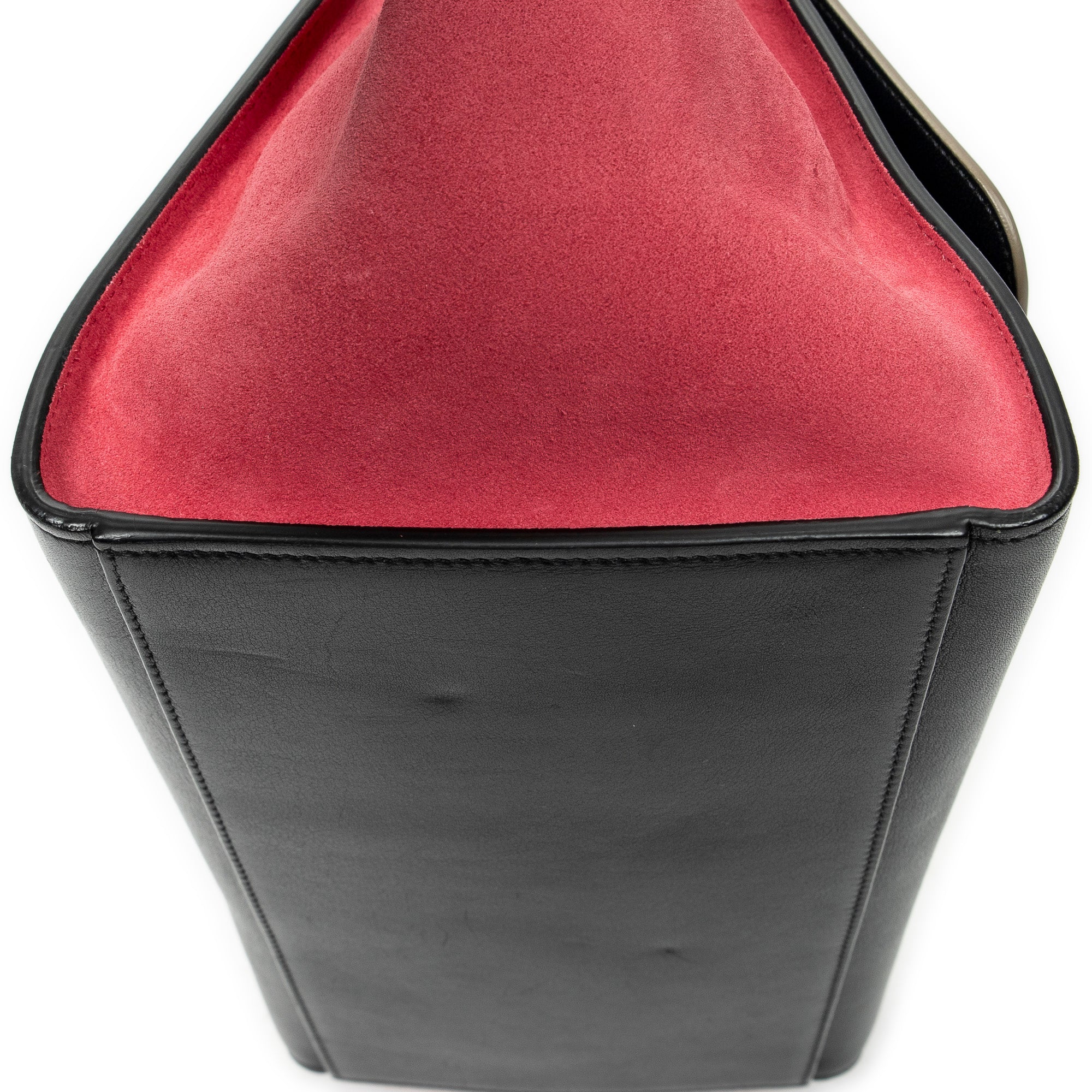 Shoulder Bag Small Tricolor Trapeze Black Calfskin Leather