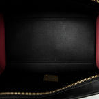 Shoulder Bag Small Tricolor Trapeze Black Calfskin Leather