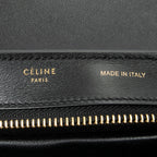 Shoulder Bag Small Tricolor Trapeze Black Calfskin Leather