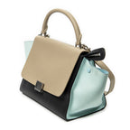 Shoulder Bag Small Tricolor Trapeze Black Calfskin Leather
