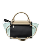 Shoulder Bag Small Tricolor Trapeze Black Calfskin Leather