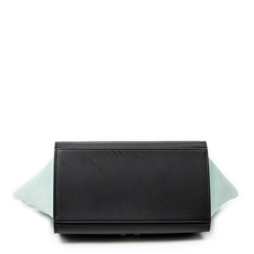 Shoulder Bag Small Tricolor Trapeze Black Calfskin Leather