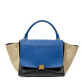 Shoulder Bag Medium Tricolor Trapeze Blue Calfskin Leather