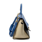 Shoulder Bag Medium Tricolor Trapeze Blue Calfskin Leather
