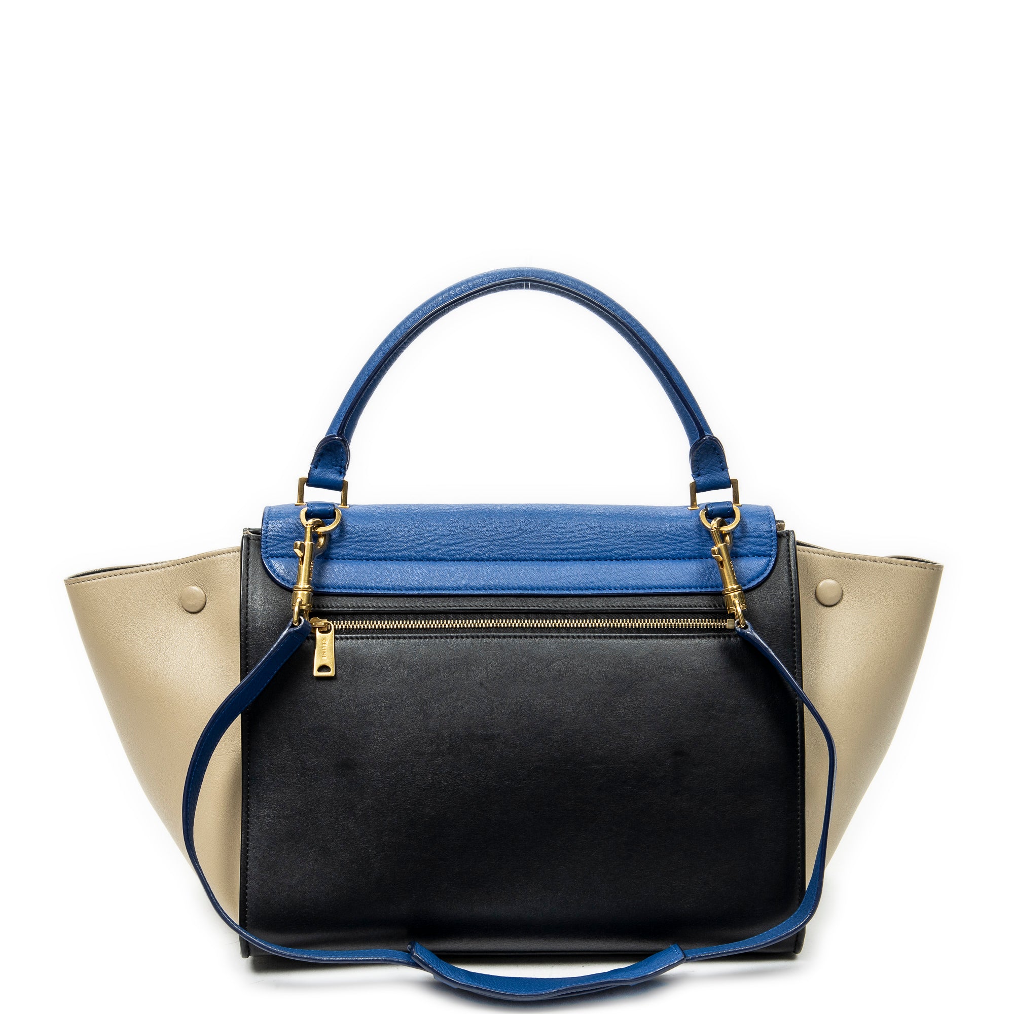Shoulder Bag Medium Tricolor Trapeze Blue Calfskin Leather
