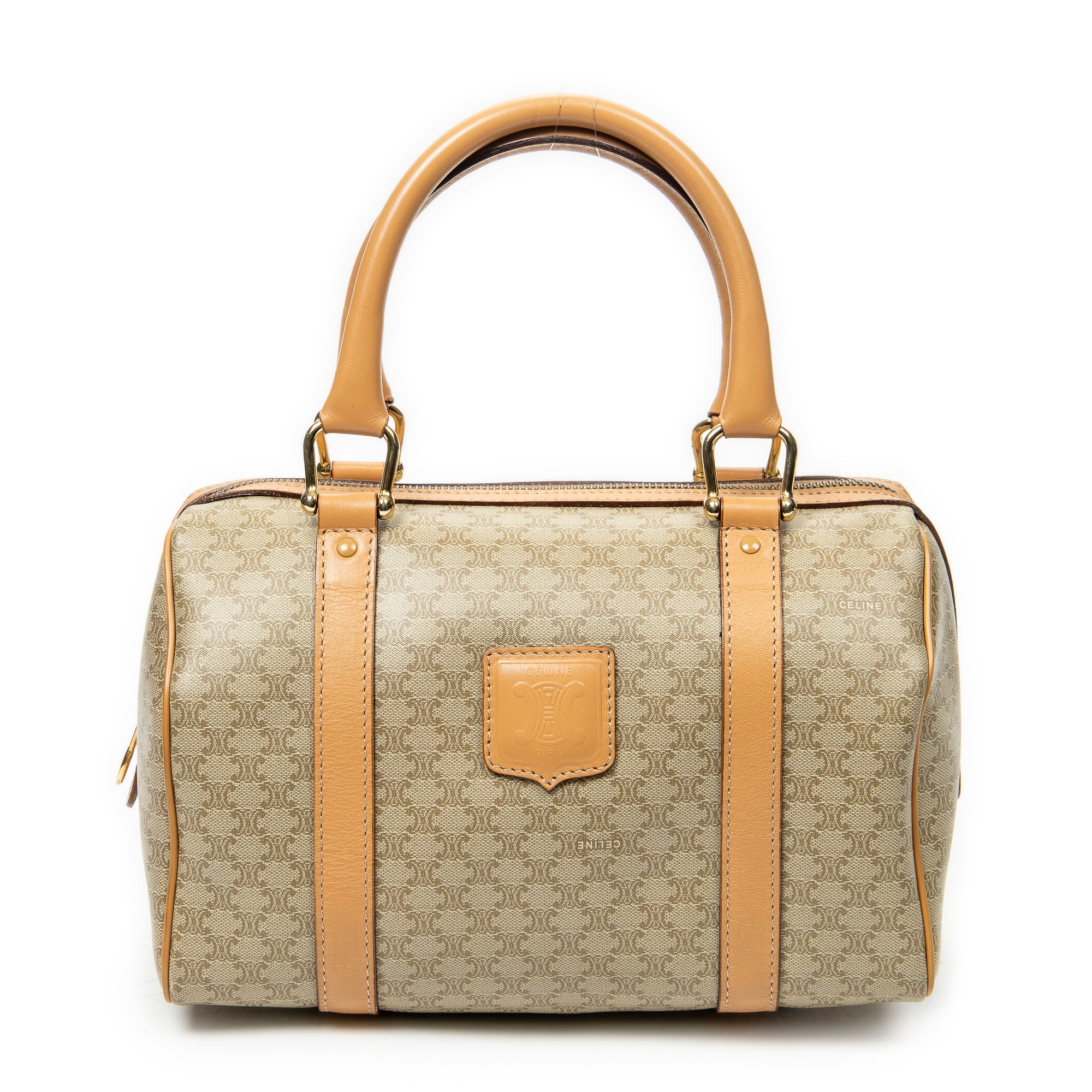 Handbag Mini Boston Beige Macadam Coated Canvas
