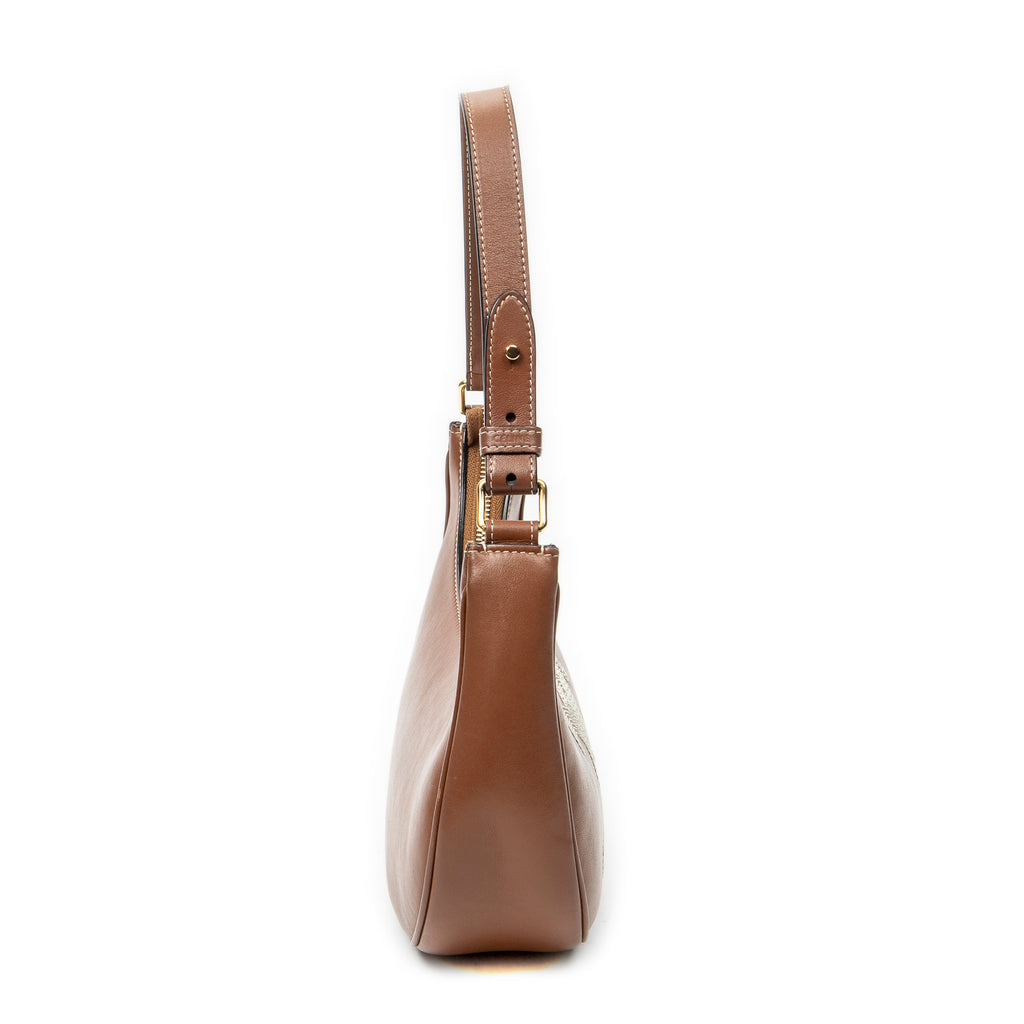 Shoulder Bag Ava Hobo Brown Embroidered Triomphe Leather