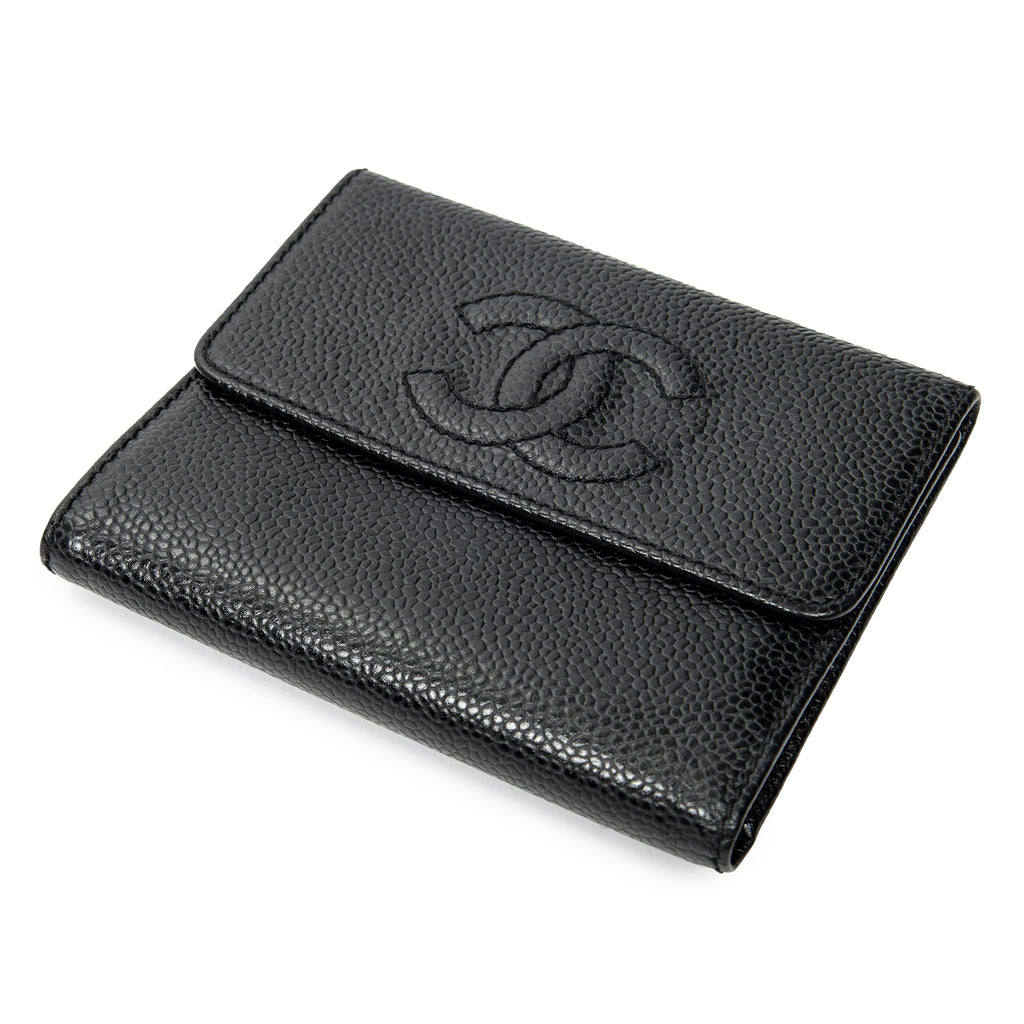 Wallet Timeless Compact Bifold Wallet Black Caviar Leather