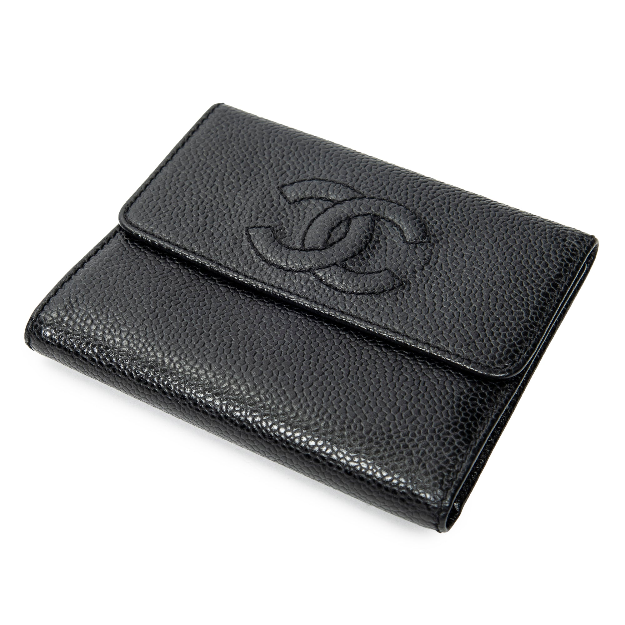 Wallet Timeless Compact Bifold Wallet Black Caviar Leather