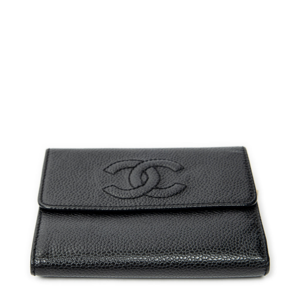 Wallet Timeless Compact Bifold Wallet Black Caviar Leather