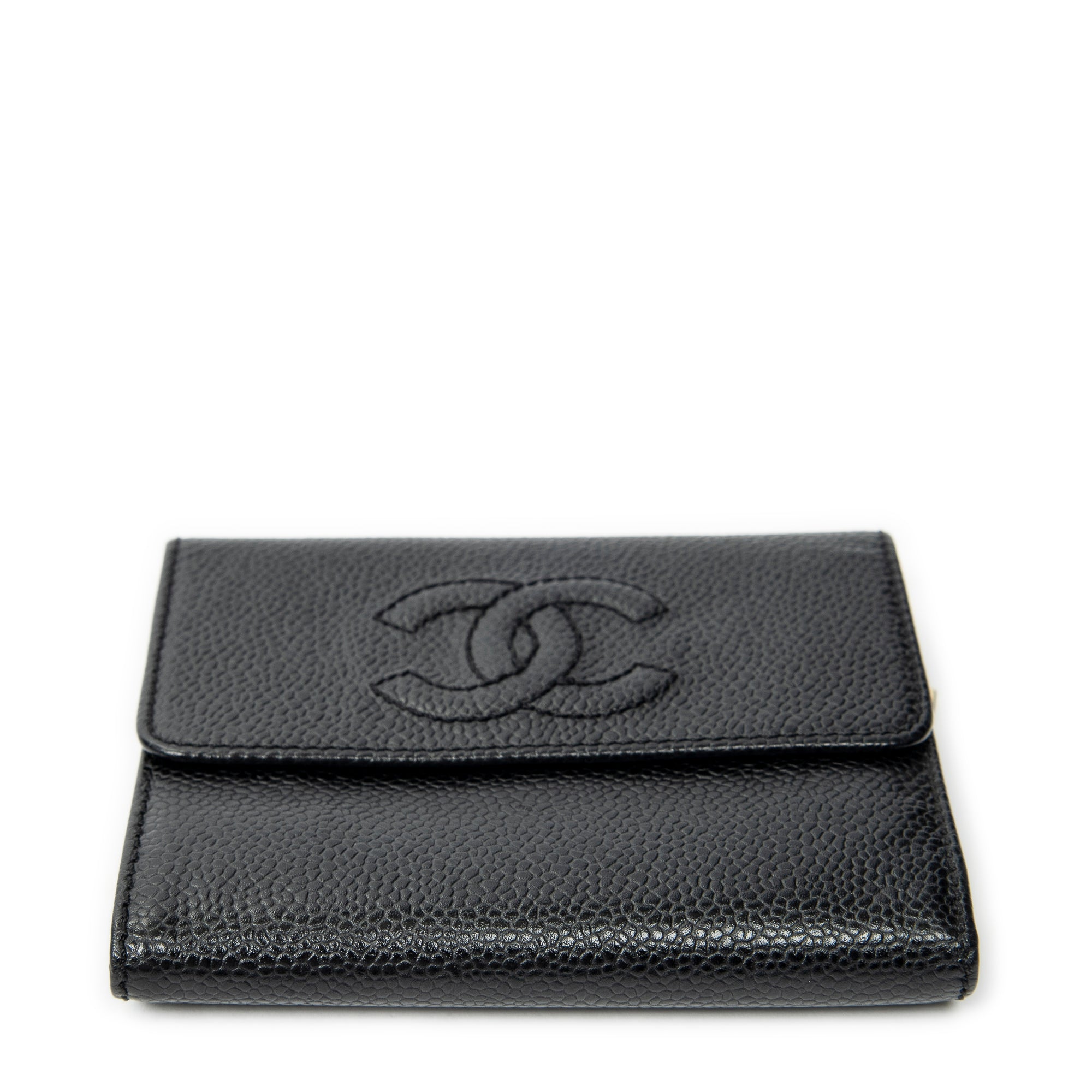 Wallet Timeless Compact Bifold Wallet Black Caviar Leather