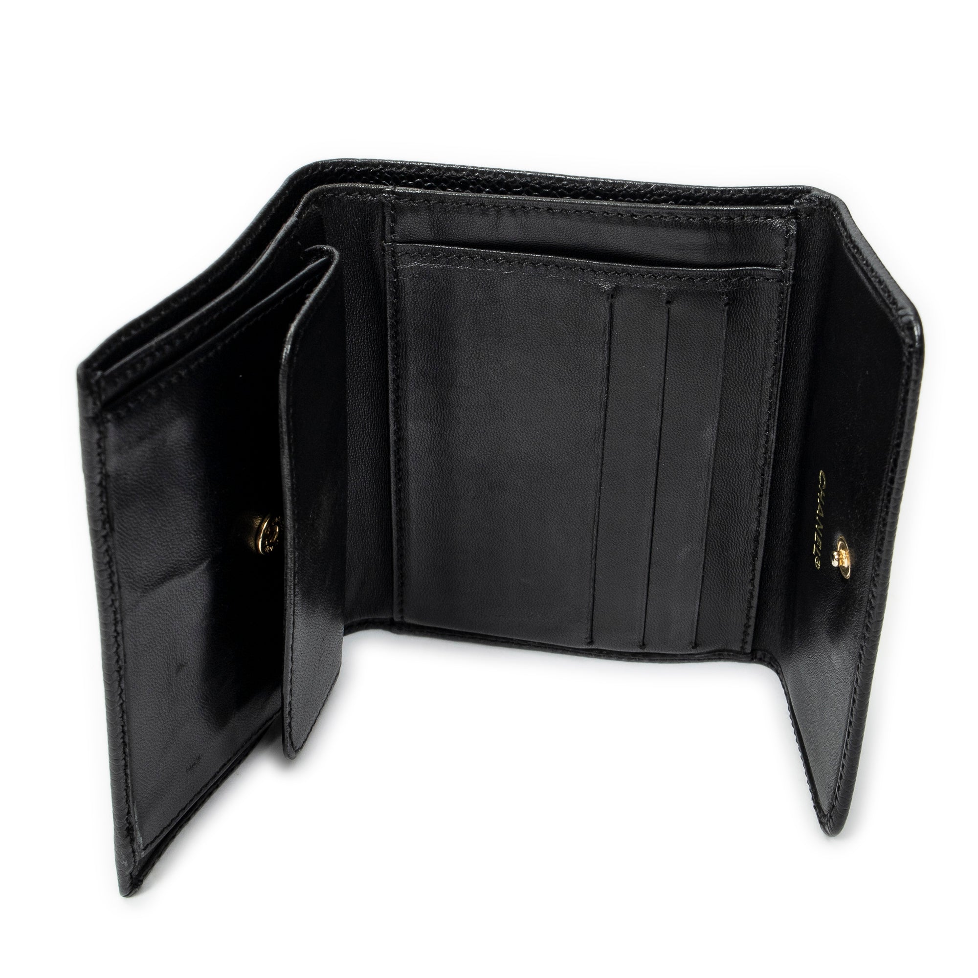 Wallet Timeless Compact Bifold Wallet Black Caviar Leather