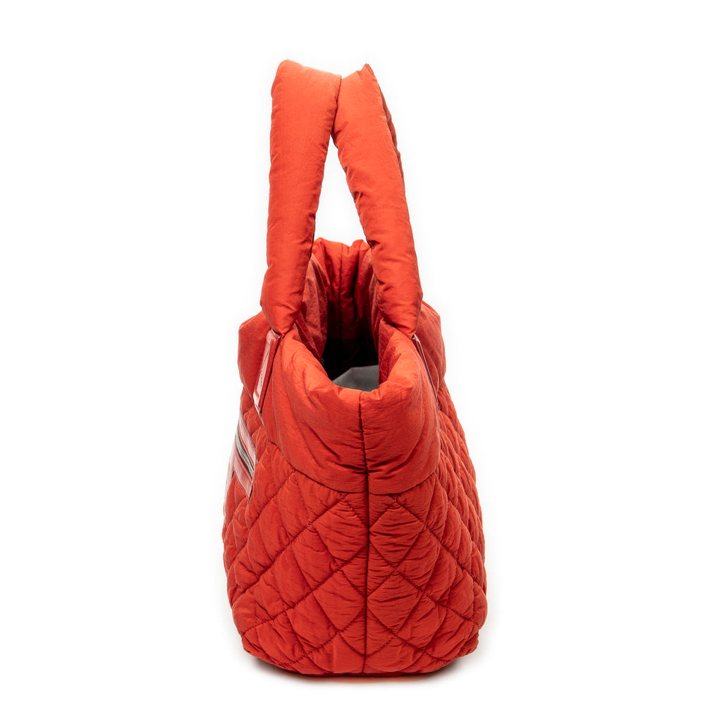 Shoulder Bag Small Coco Cocoon Reversible Tote Red Quilted Nylon Canvas