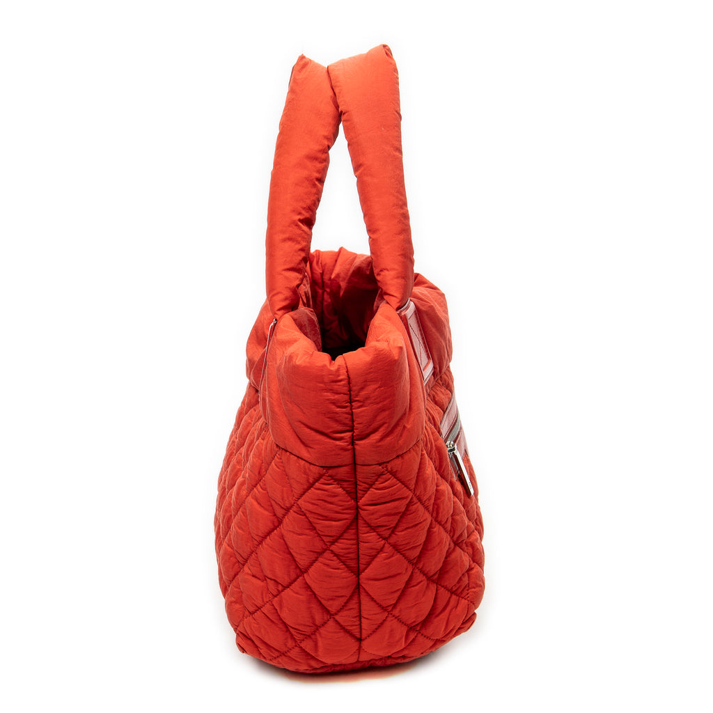 Shoulder Bag Small Coco Cocoon Reversible Tote Red Quilted Nylon Canvas