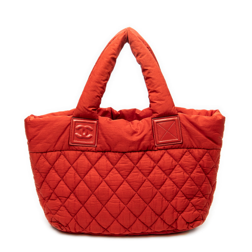 Shoulder Bag Small Coco Cocoon Reversible Tote Red Quilted Nylon Canvas