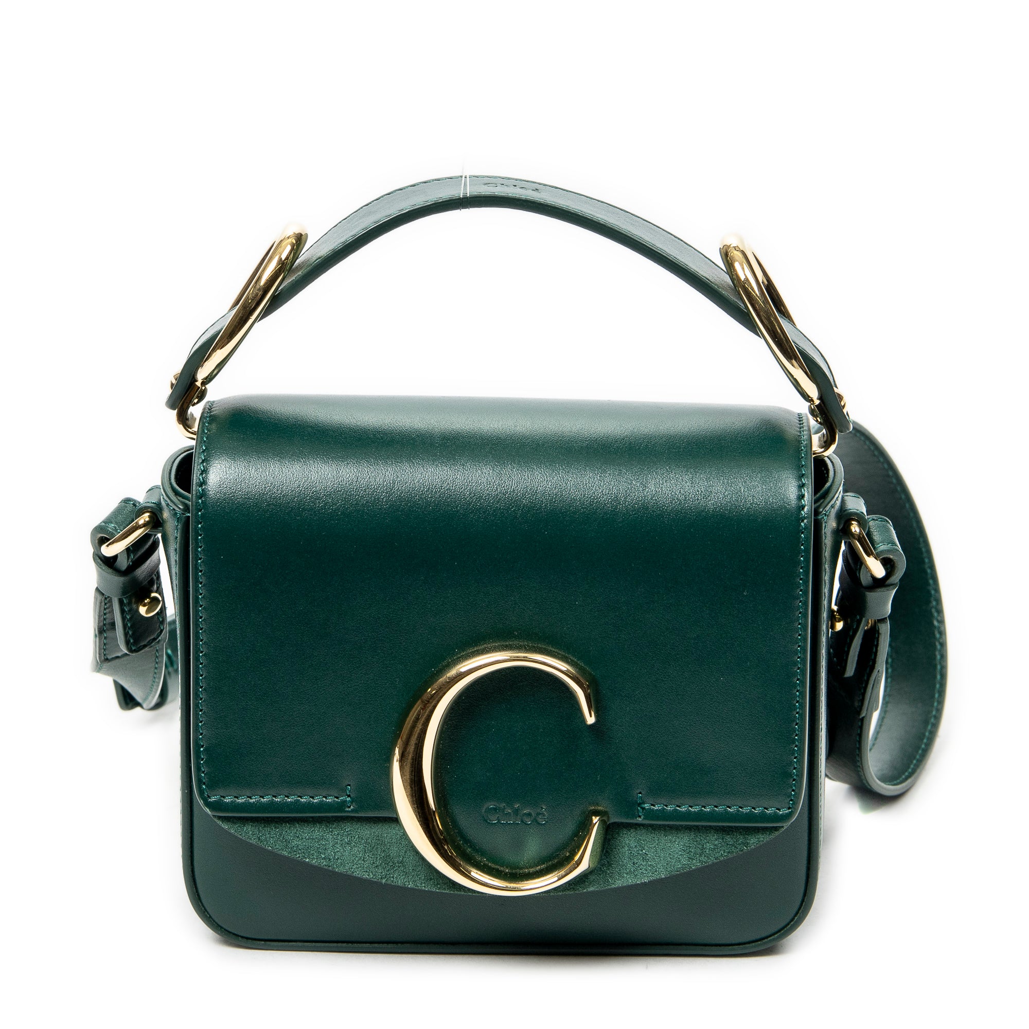 Shoulder Bag Mini C Crossbody Green Calfskin Leather