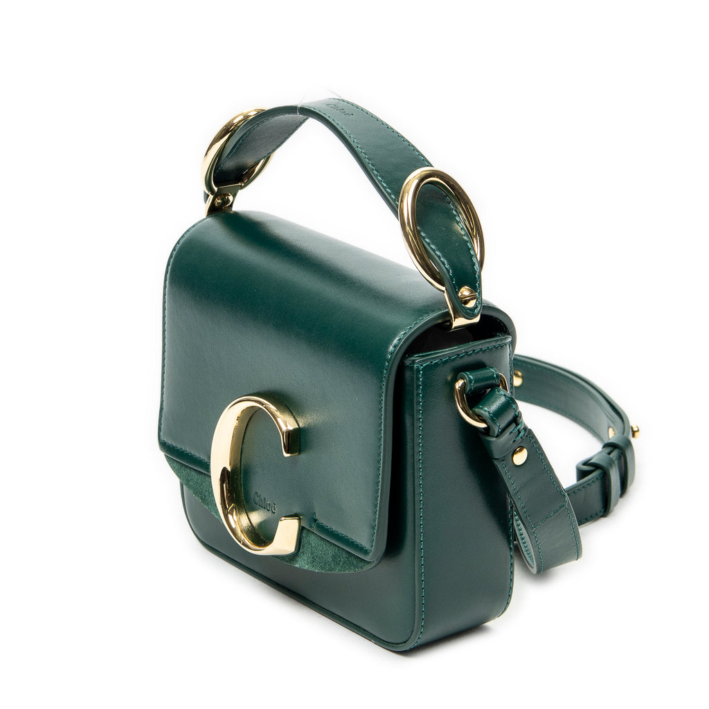 Shoulder Bag Mini C Crossbody Green Calfskin Leather
