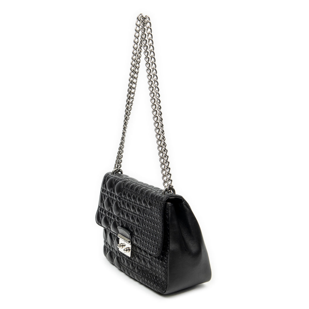 Shoulder Bag Medium Miss Dior Flap Black Cannage Lambskin Leather